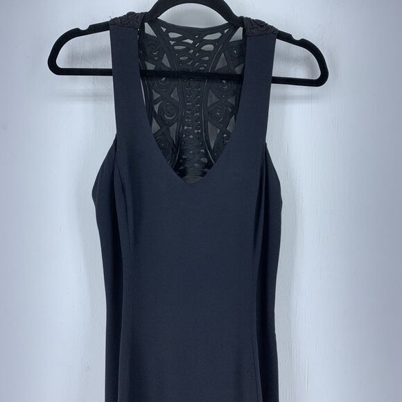 Vtg Jessica McClintock Gunne Sax Dress Ribbon Racer Back Whimsy Goth Gothic Slit - Picture 3 of 8